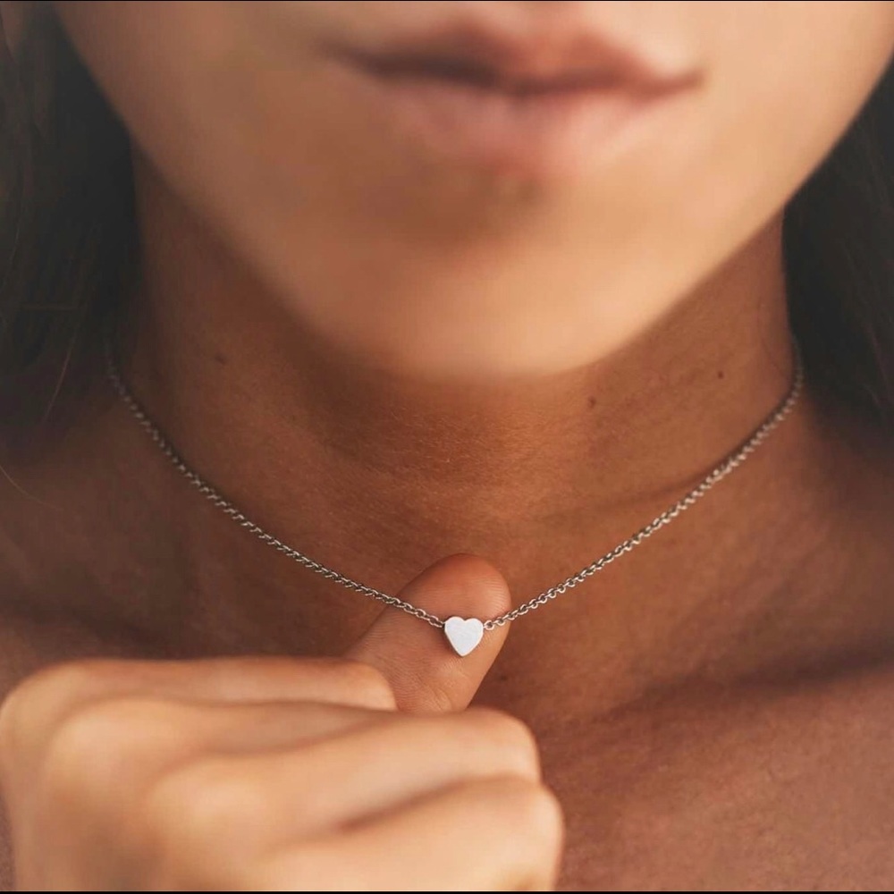 Silver Heart Chain Choker